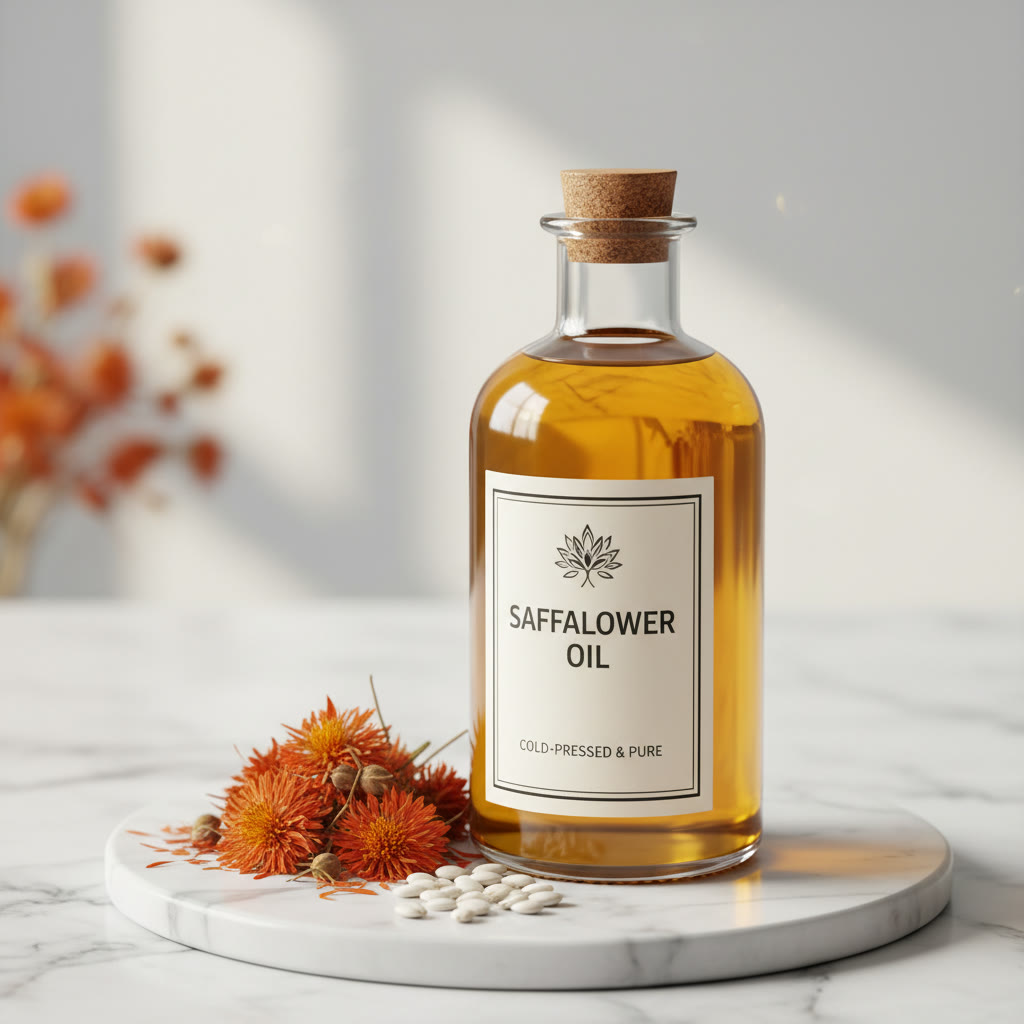 Cold-pressed high-oleic safflower oil from Kazakhstan for cooking and cosmetics